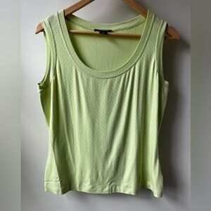 ST JOHN Lime‎ Green Tank Top Sleeveless Stretch Comfy Luxury USA Vacation M